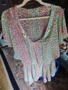 Victoria's Secret Pastel Leopard Sequin Trim Swim Coverup